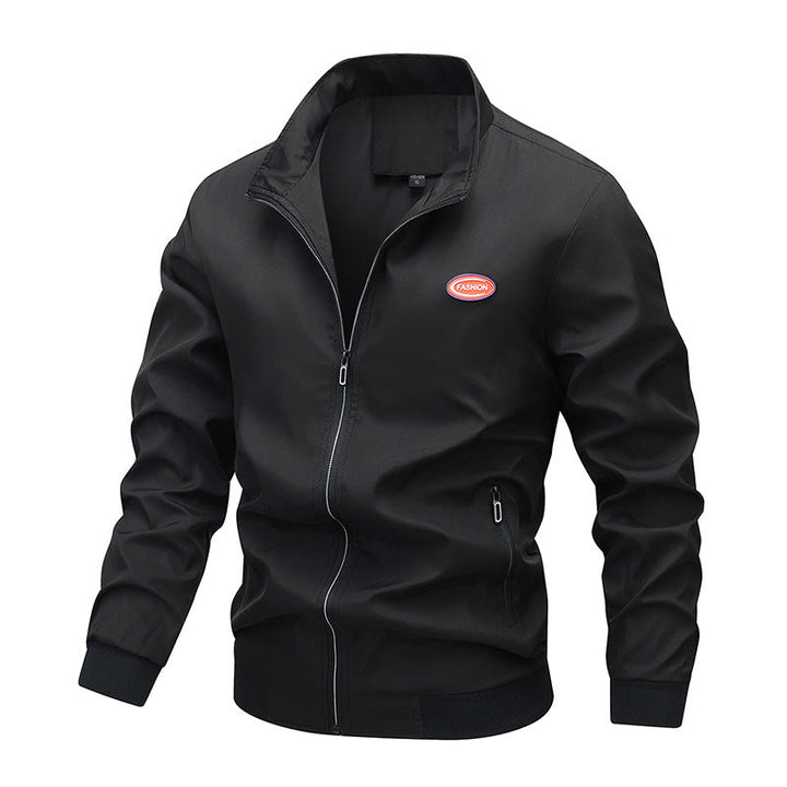 Herr Lätt Zip-Up Bomber Stil Training Jacka med Stående Krage och Wind-Resistant Microfiber Skal