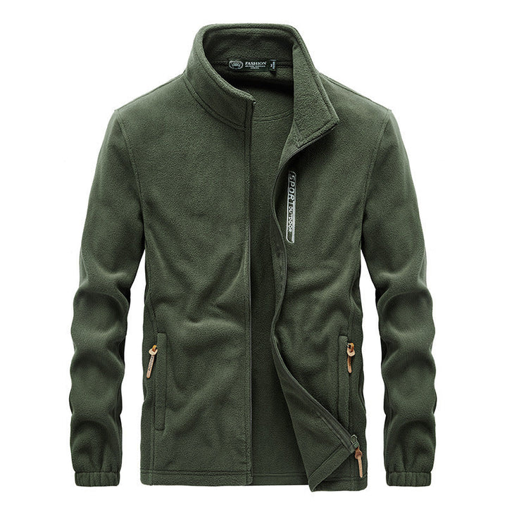 Herr Fleece Jacka med Hög Krage, Zip Fickor, och Vind Lock
