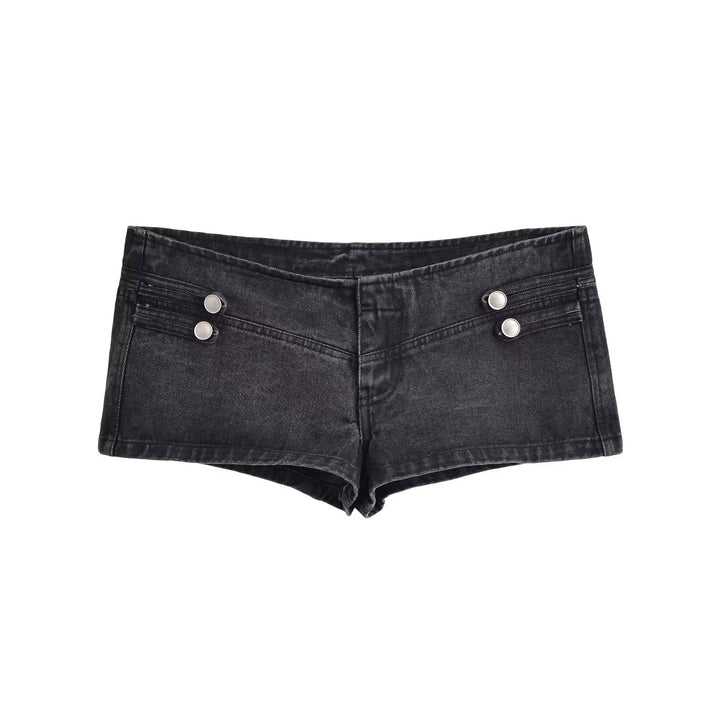 Dam Denimjacka i Military Stil med Stå Krage och Dekorativ Knapp Plackets
