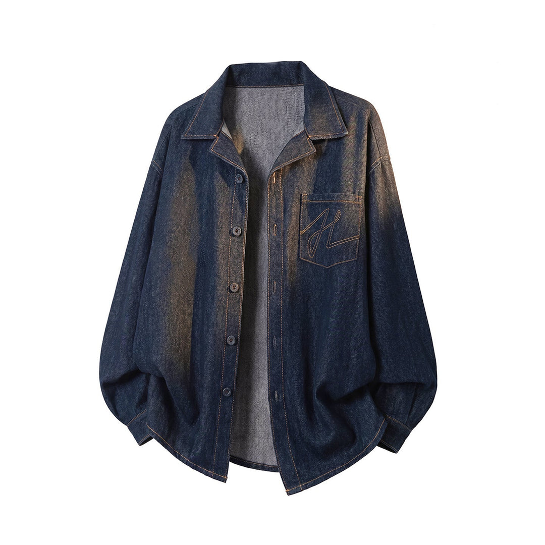 Unisex Oversize Skjortjacka Tillverkad av Bomull Twill med Patch Chest Ficka