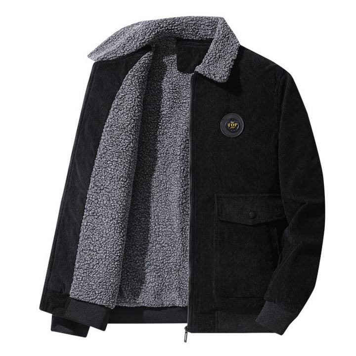 Herr Manchester Fältjacka i Aviator Stil med Sherpa Krage och Utility Utanpåfickor