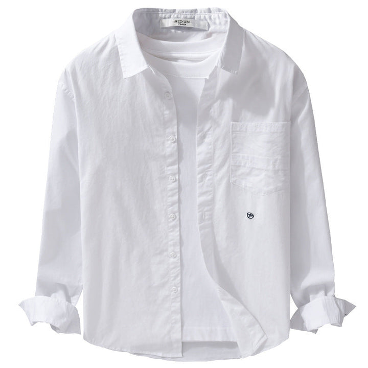Herr Lätt Bomull Overshirt i Skjortjacka Stil med Kent Krage, Utanpå Bröstficka och Avslappnad Passform