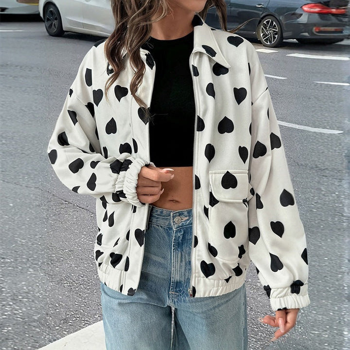 Dam Vadderad Jacka med Heart Design