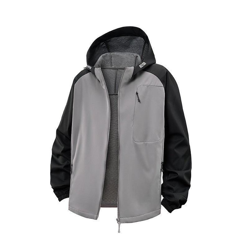 Herr Vattentät Softshell-Luvtröja Jacka med Fleece Foder, Vindtät och med Bröst Dragkedja Drune