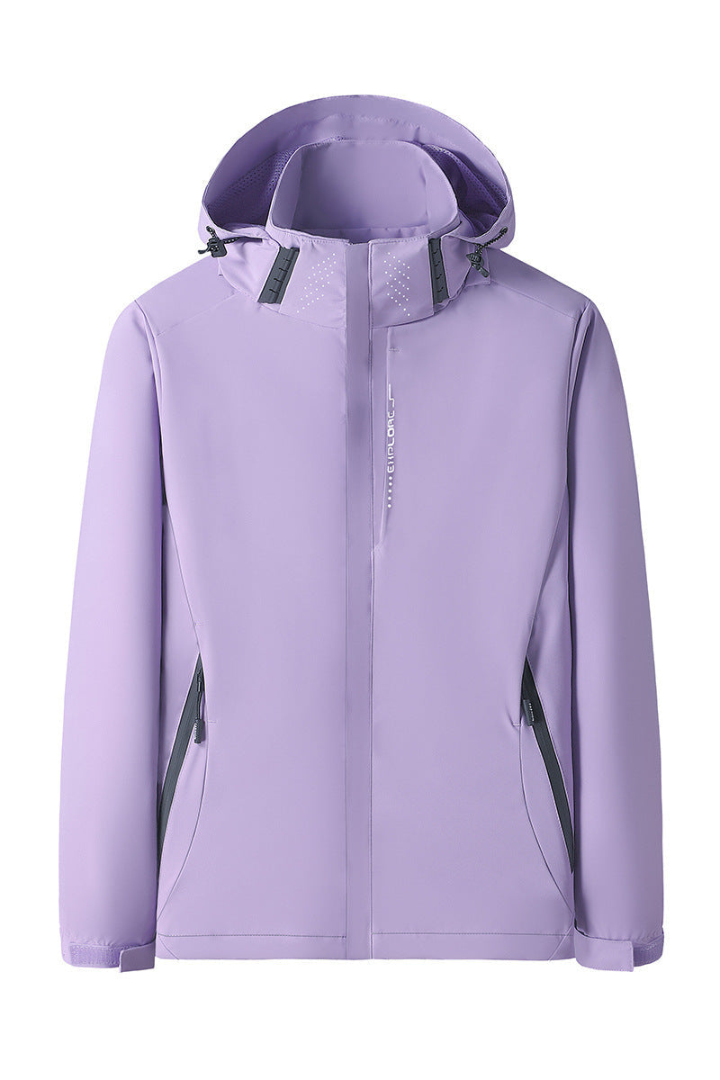 Dam softshell utomhusjacka med removable huva, vindtät membrane och andningsbar mesh foder