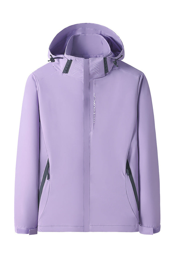 Dam softshell utomhusjacka med removable huva, vindtät membrane och andningsbar mesh foder