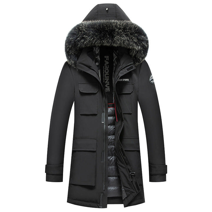 Herr Vattenavvisande Thermo Parka med Huva och Uttagbar Faux Fur Trim