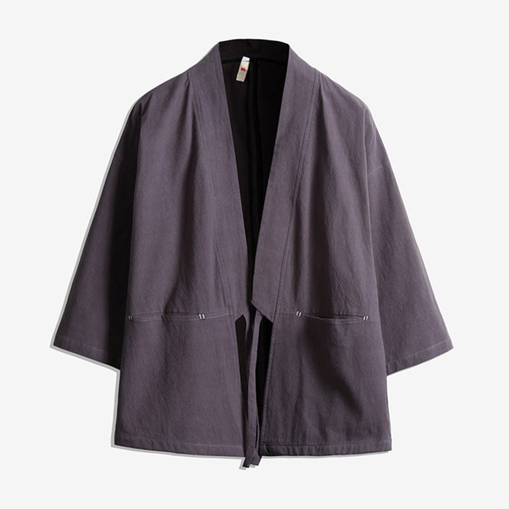 Unisex kimono jacka in oversize skärning gjord lätt bomull blend med knytband