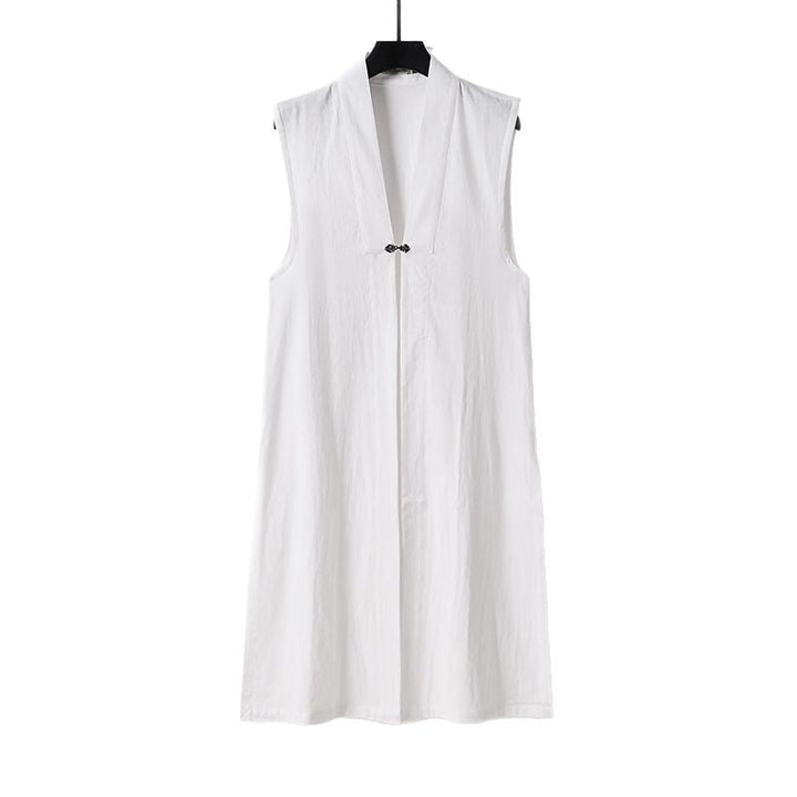 Dam lång ärmlös Kimono väst med minimalistisk Lines och dekorativ Toggle stängning