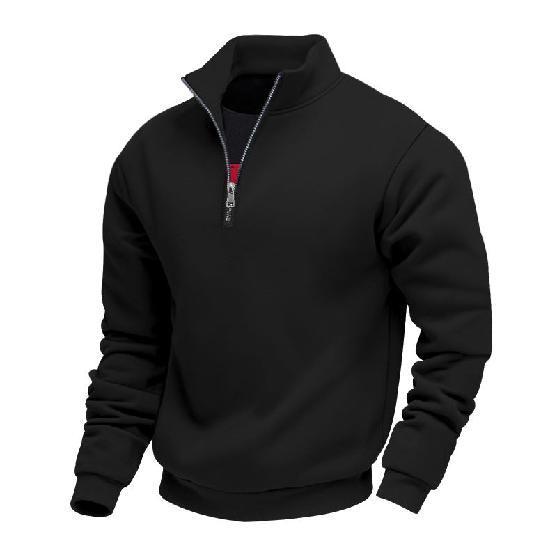 Herr Lätt Fleece Pullover med Ståkrage och Halv-Length Dragkedja