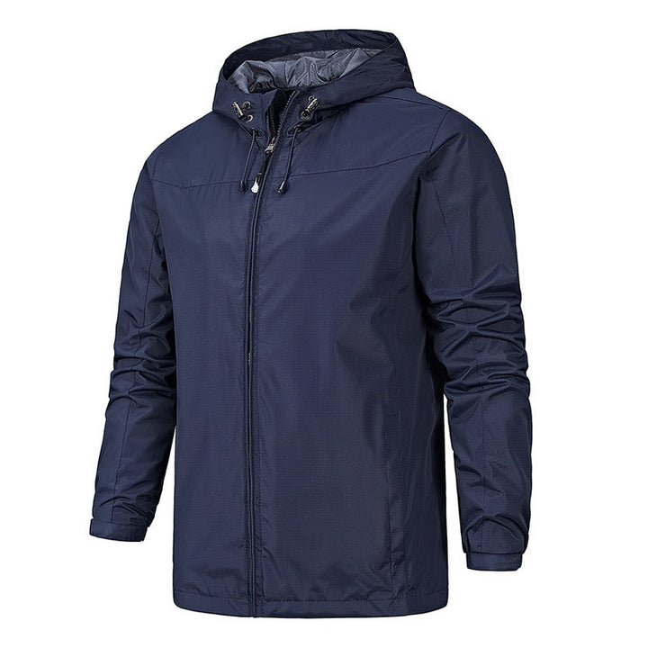 Herr Ultralight Packable Regnjacka med Huva och Dold Dragkedja
