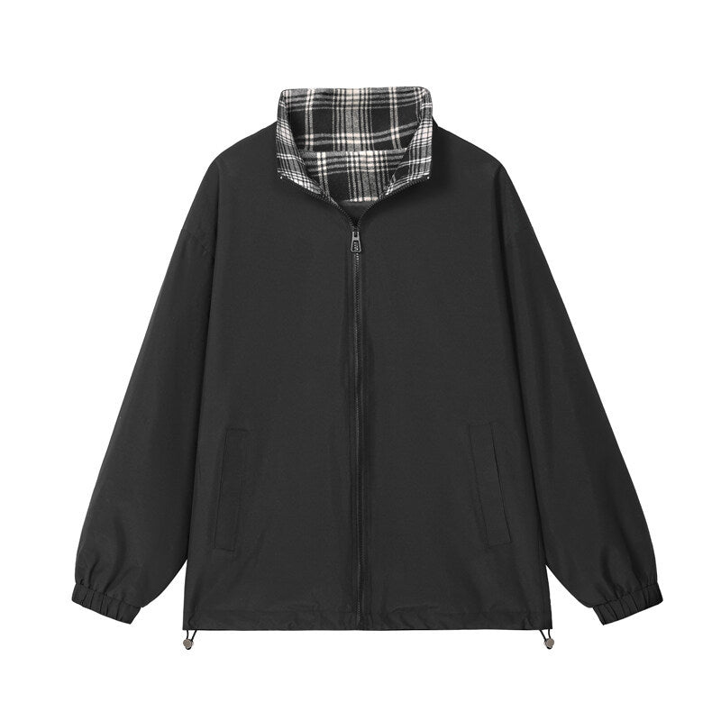 Unisex Trendig Övergångsjacka med Hög Krage och Avslappnad Skärning