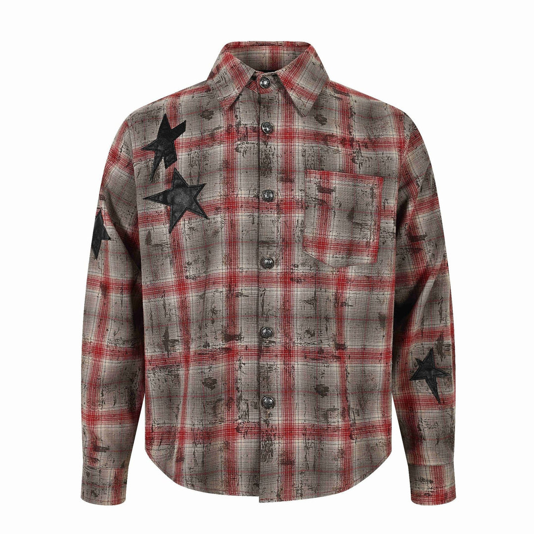 Dam Skjorta Jacka i Oversized Skärning med Star Appliqués
