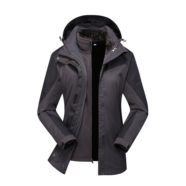 Dam två-layer softshelljacka med removable teddy fleece inner jacka och justerbar huva