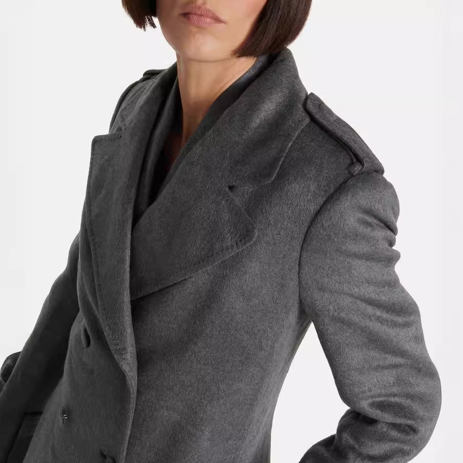 Dam Floor-Length Double-Breasted kappa in Vintage Tailoring med vid Shawl krage