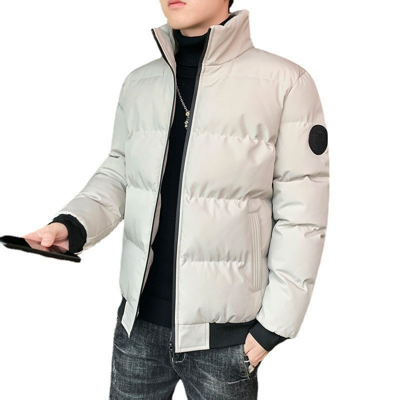 Herr Compact Thermo Quiltad Jacka med Hög Ståkrage, Vindskyddande Yttre Skal och Elastisk Ribbad Muddar
