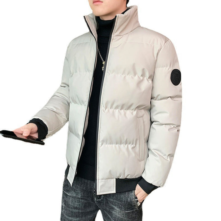 Herr Compact Thermo Quiltad Jacka med Hög Ståkrage, Vindskyddande Yttre Skal och Elastisk Ribbad Muddar