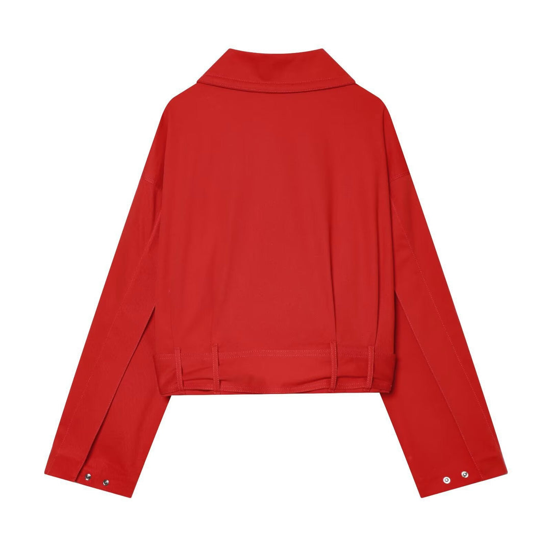 Dam kort trenchcoat med dragsko, Knot bälte och Distinctive Stand krage