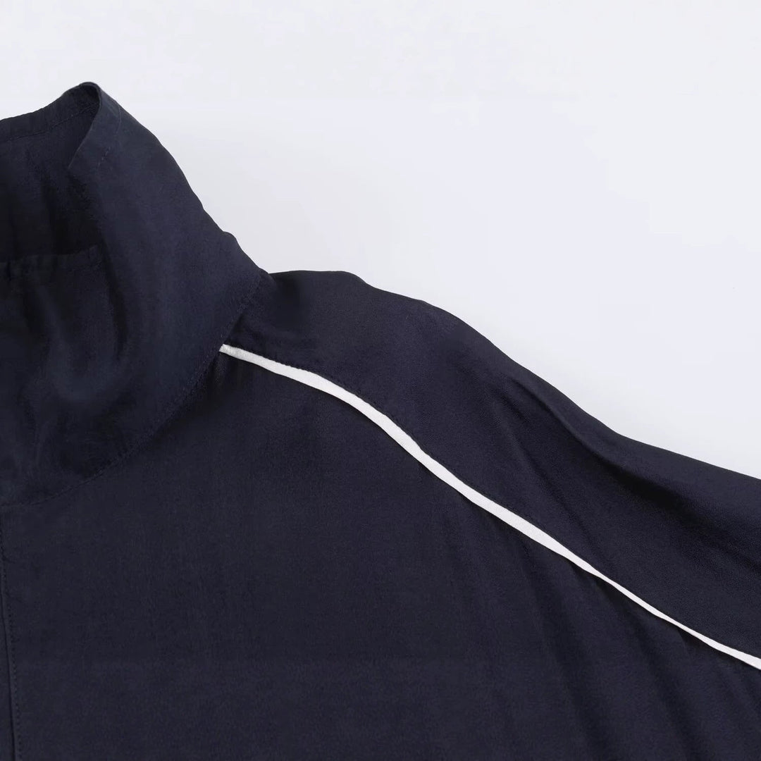 Dam Kort Skärning Windbreaker med Hög Krage och Elastic Nederkant