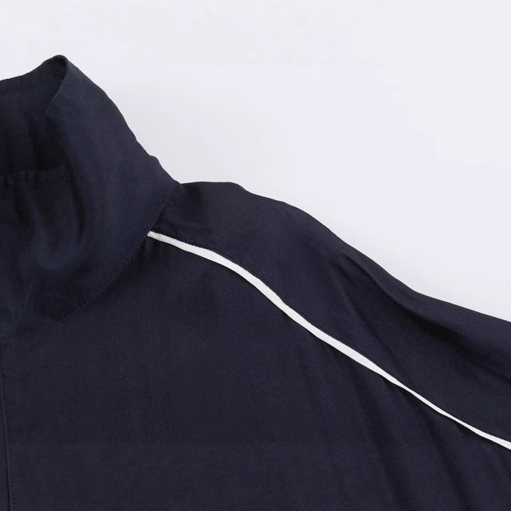 Dam Kort Skärning Windbreaker med Hög Krage och Elastic Nederkant