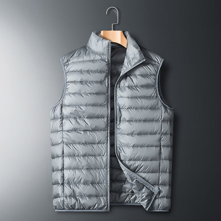 Herr Ultralight Packable Dun Imitation Quiltad Väst med Stående Krage