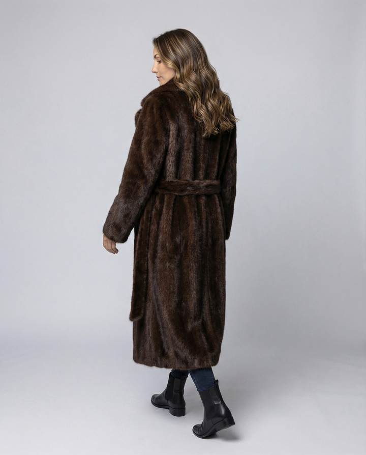 Luxurious dam fusk päls kappa vinter