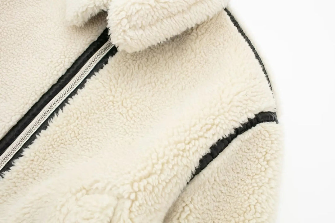 | Dam oversize Teddy vinterjacka med Krage