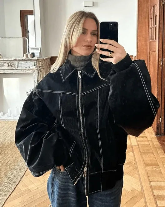 | Läder Jacka - Dam casual Jacka Svart