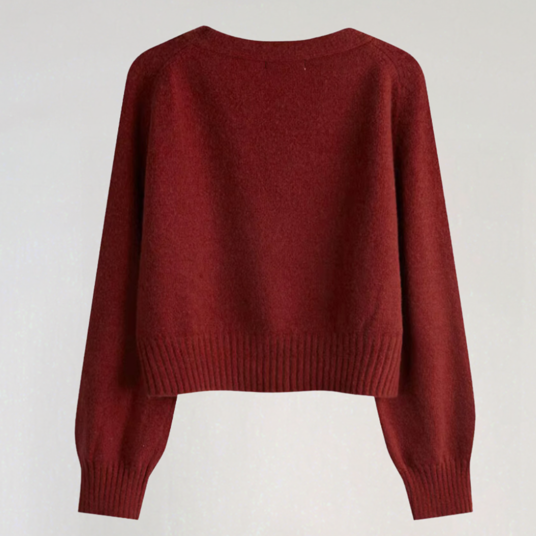 | Dam ull jacka med V-neck och knapp stängning