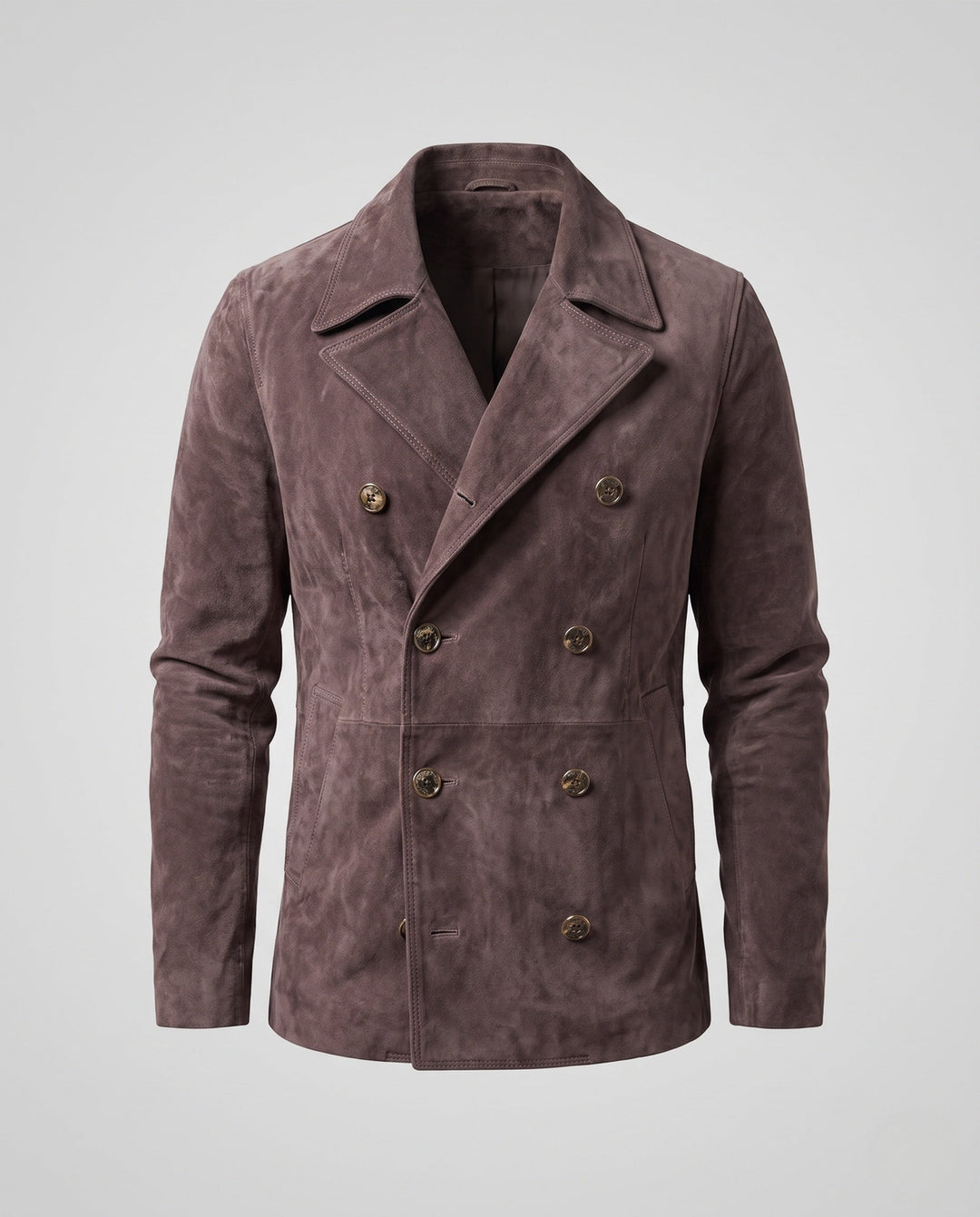 Herr double-breasted mocka jacka med notched lapels