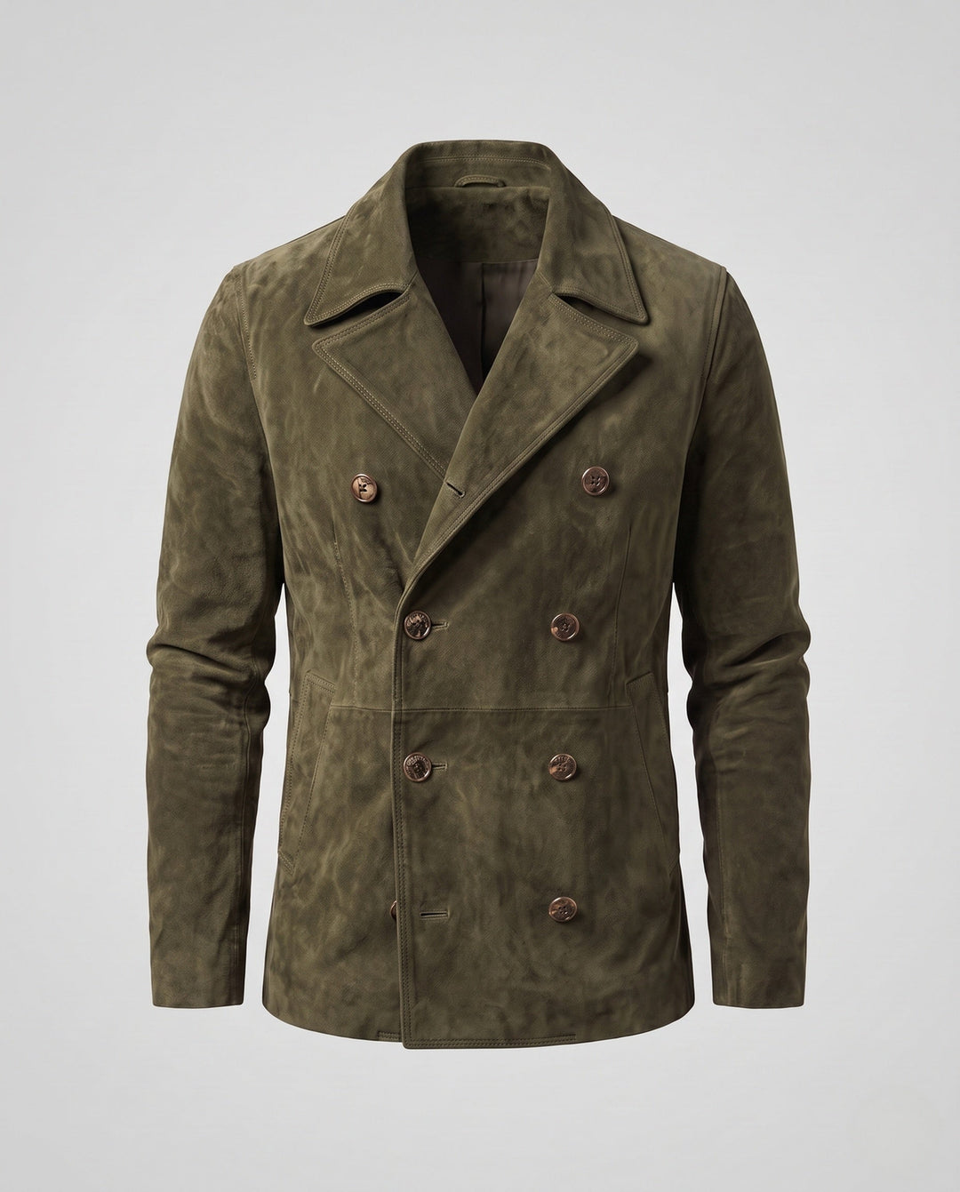 Herr double-breasted mocka jacka med notched lapels
