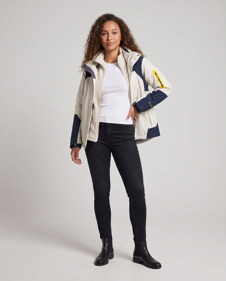 Dam Two-Piece Outdoor Jacka med Removable Fleece Inner Jacka, Wind och Water-Repellent Softshell Outer Layer och Huva