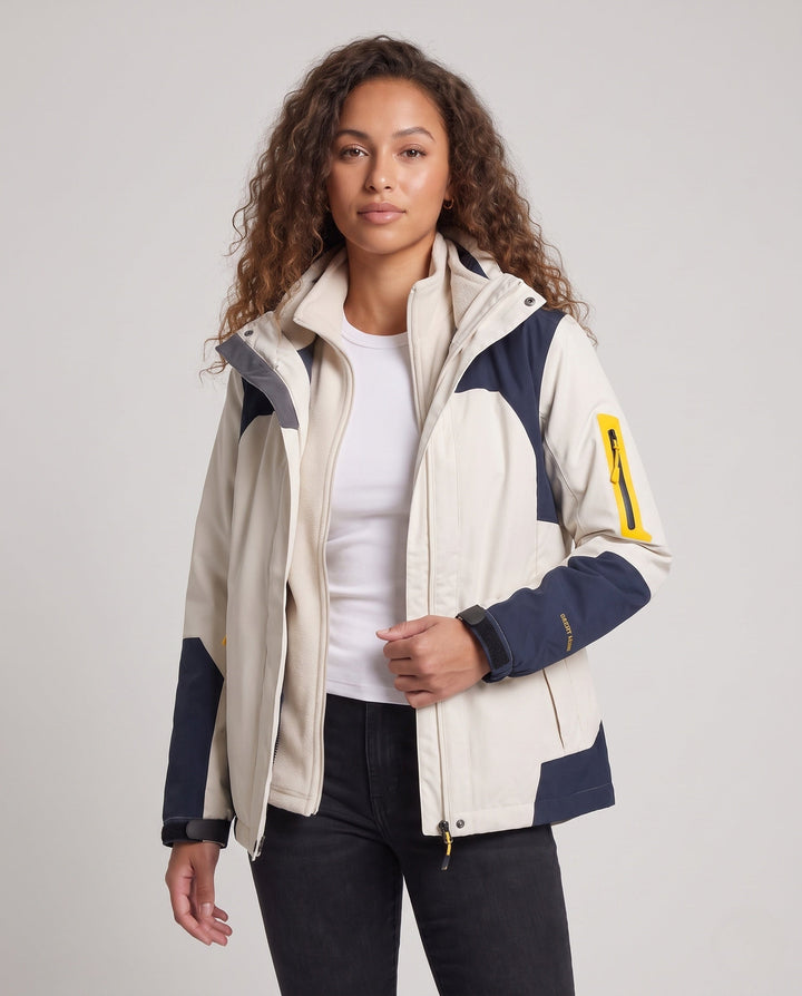 Dam Two-Piece Outdoor Jacka med Removable Fleece Inner Jacka, Wind och Water-Repellent Softshell Outer Layer och Huva