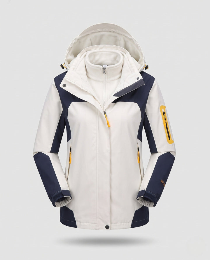 Dam Two-Piece Outdoor Jacka med Removable Fleece Inner Jacka, Wind och Water-Repellent Softshell Outer Layer och Huva