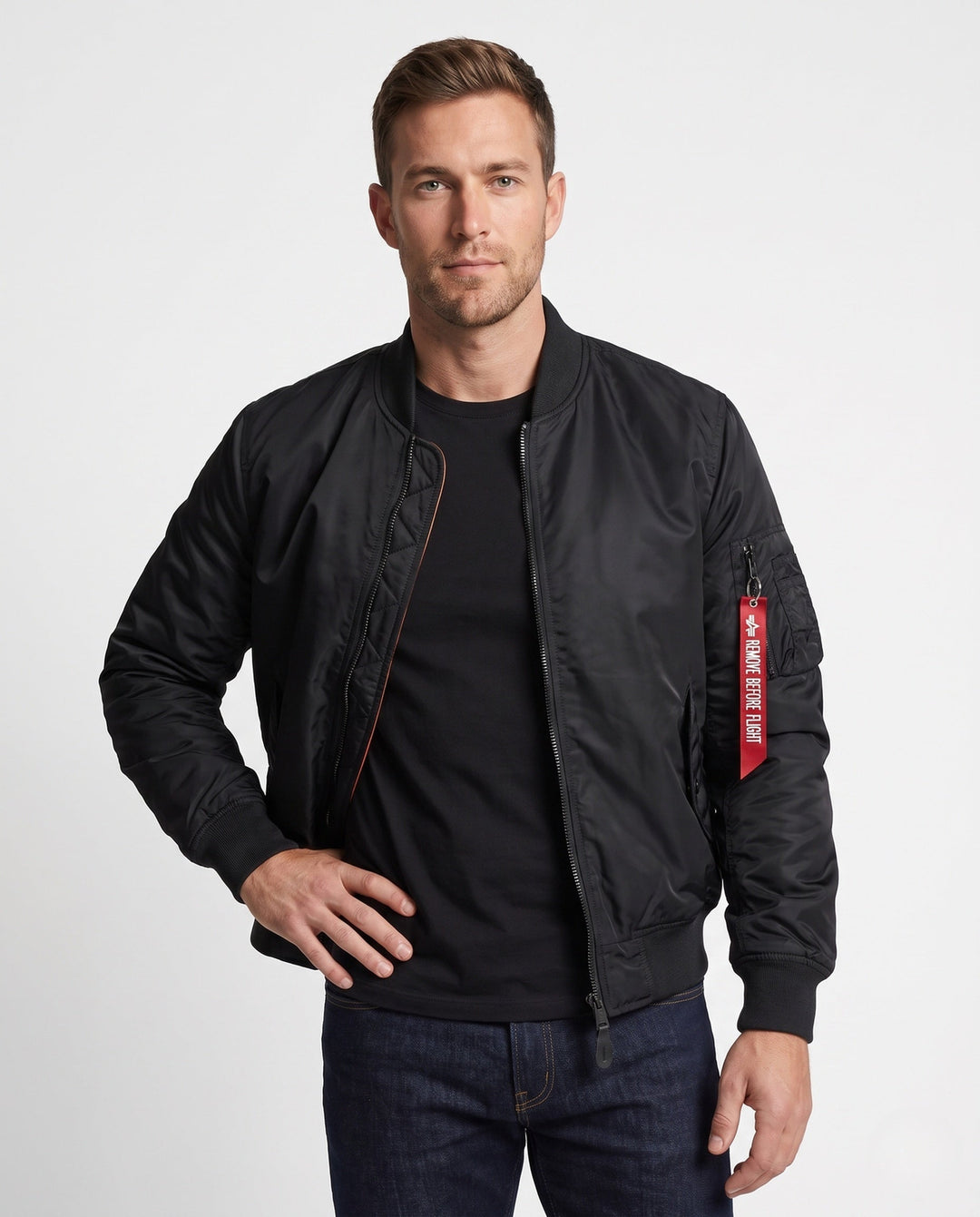Herr isolerad nylon bomberjacka i aviator stil med termo isolering och funktion ärm ficka