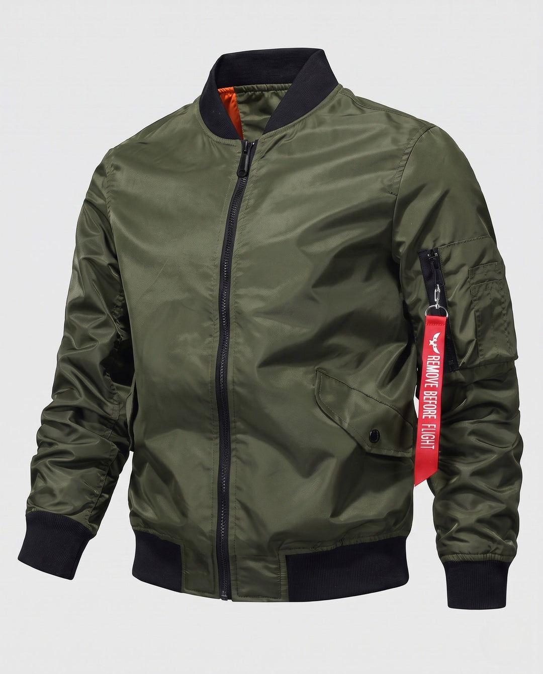 Herr isolerad nylon bomberjacka i aviator stil med termo isolering och funktion ärm ficka