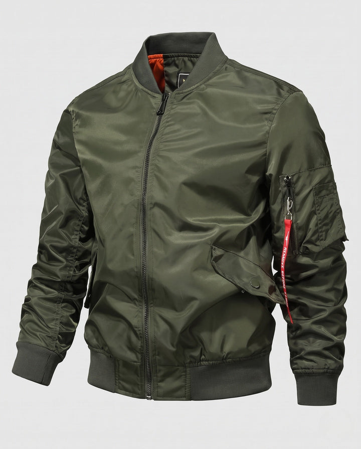 Herr isolerad nylon bomberjacka i aviator stil med termo isolering och funktion ärm ficka