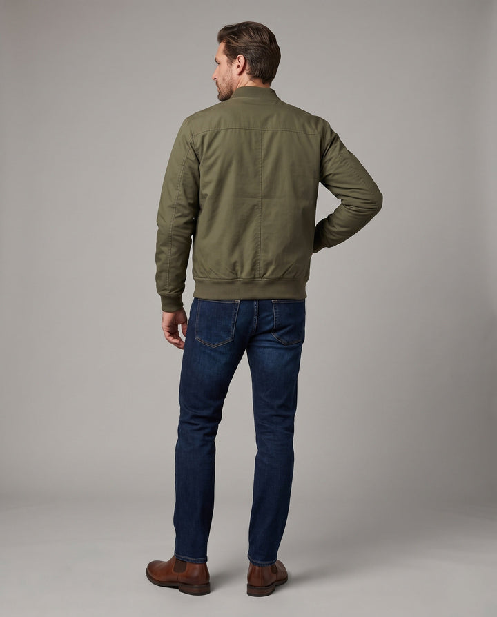 Herr isolerad pilot bomber med termo padding, ärm ficka och ribbade muddar