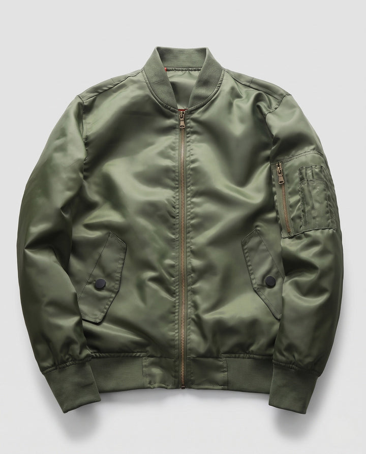Herr isolerad pilot bomber med termo padding, ärm ficka och ribbade muddar