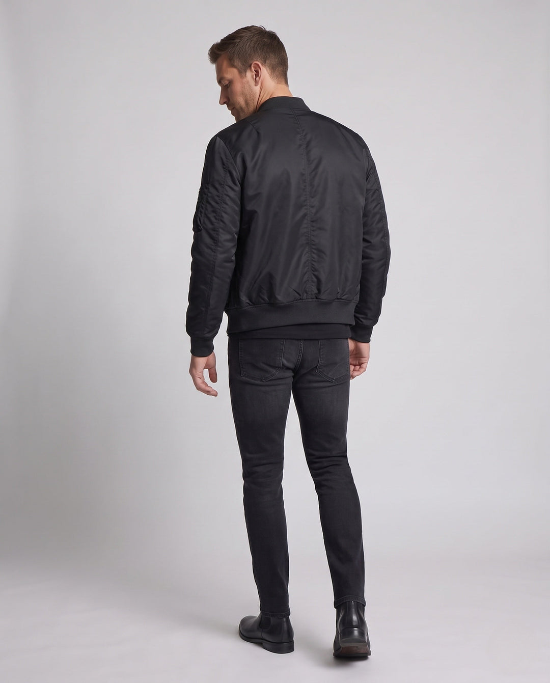 Herr short-cut termo pilot jacka med ärm ficka och quiltad värm foder
