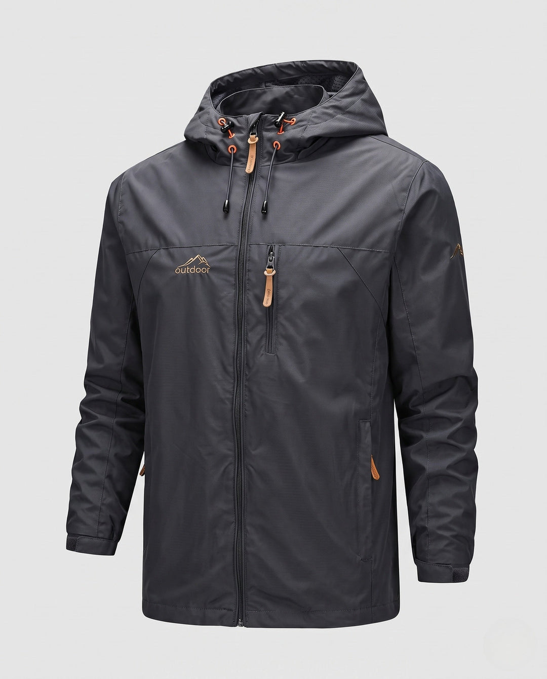 Herr lätt softshell utomhusjacka med justerbar huva, vindtät membran, och fickor med dragkedja