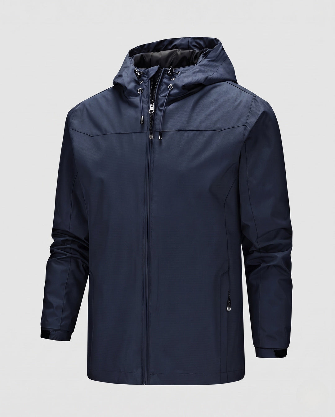 Herr lätt softshell utomhusjacka med justerbar huva, vindtät membran, och fickor med dragkedja