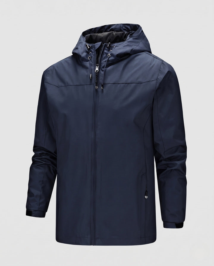 Herr lätt softshell utomhusjacka med justerbar huva, vindtät membran, och fickor med dragkedja