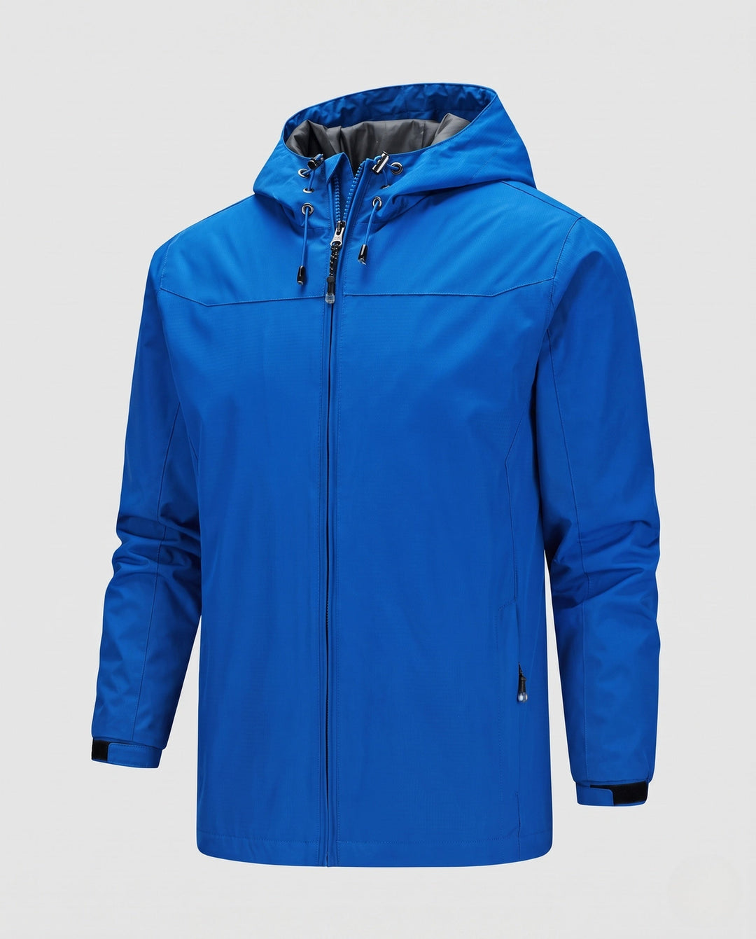 Herr lätt softshell utomhusjacka med justerbar huva, vindtät membran, och fickor med dragkedja