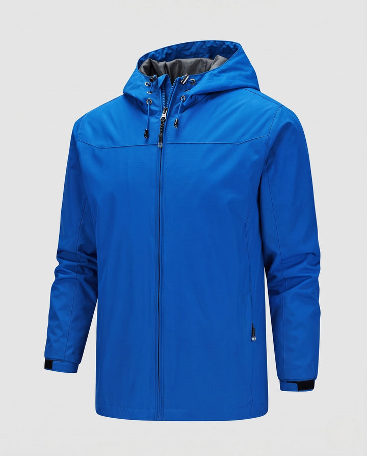 Herr lätt softshell utomhusjacka med justerbar huva, vindtät membran, och fickor med dragkedja