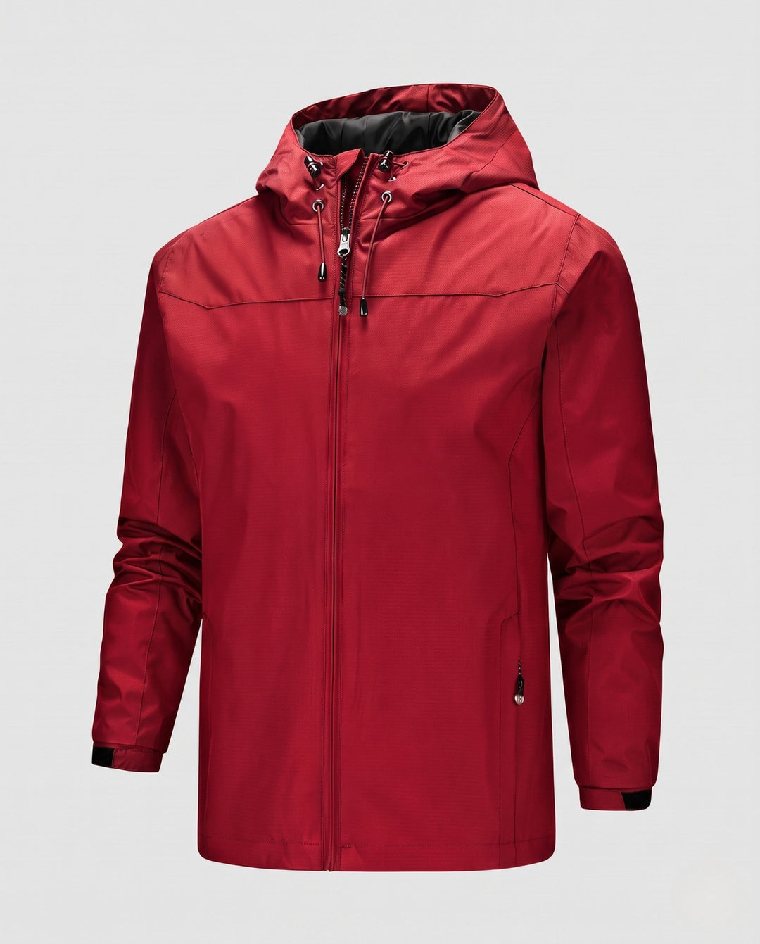 Herr lätt softshell utomhusjacka med justerbar huva, vindtät membran, och fickor med dragkedja