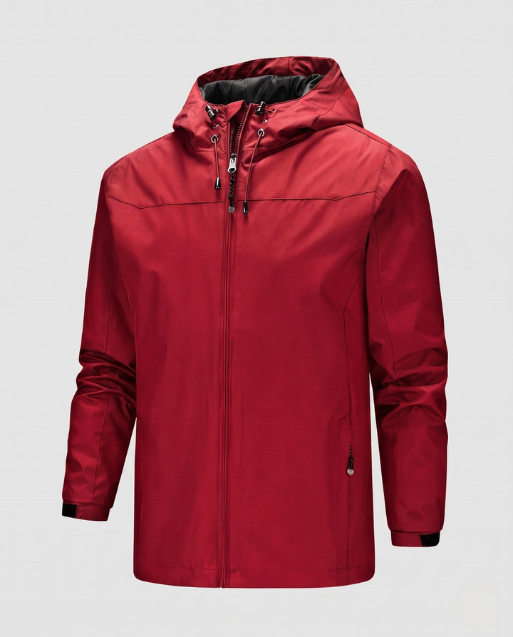 Herr lätt softshell utomhusjacka med justerbar huva, vindtät membran, och fickor med dragkedja
