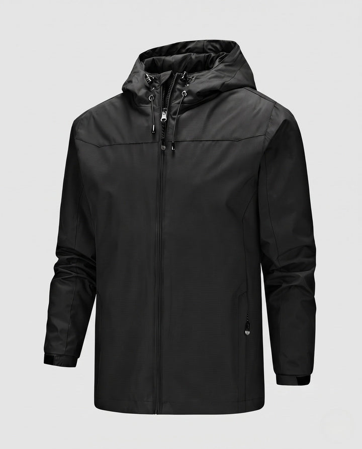 Herr lätt softshell utomhusjacka med justerbar huva, vindtät membran, och fickor med dragkedja