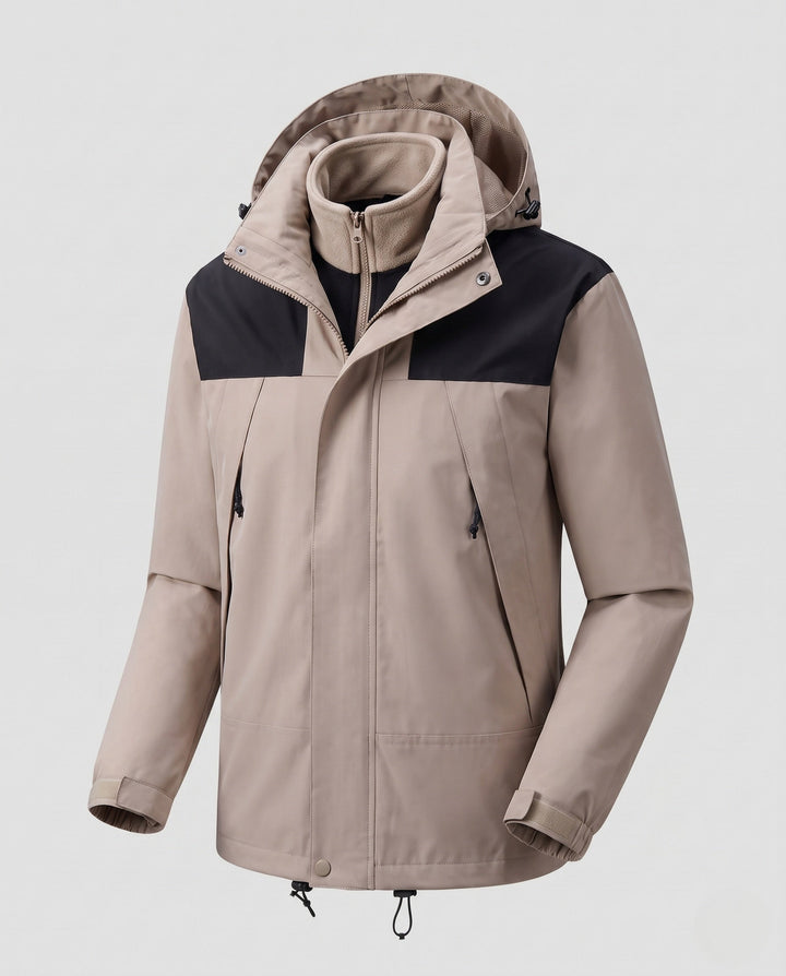 Herr lätt urban-utomhusjacka med zip-in fleece och kontrast trim