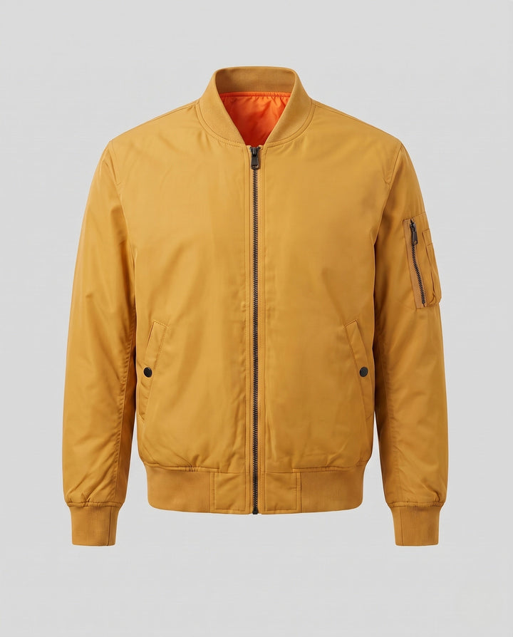 Herr nylon bomberjacka i aviator stil med quiltad termo foder och ärm funktion ficka